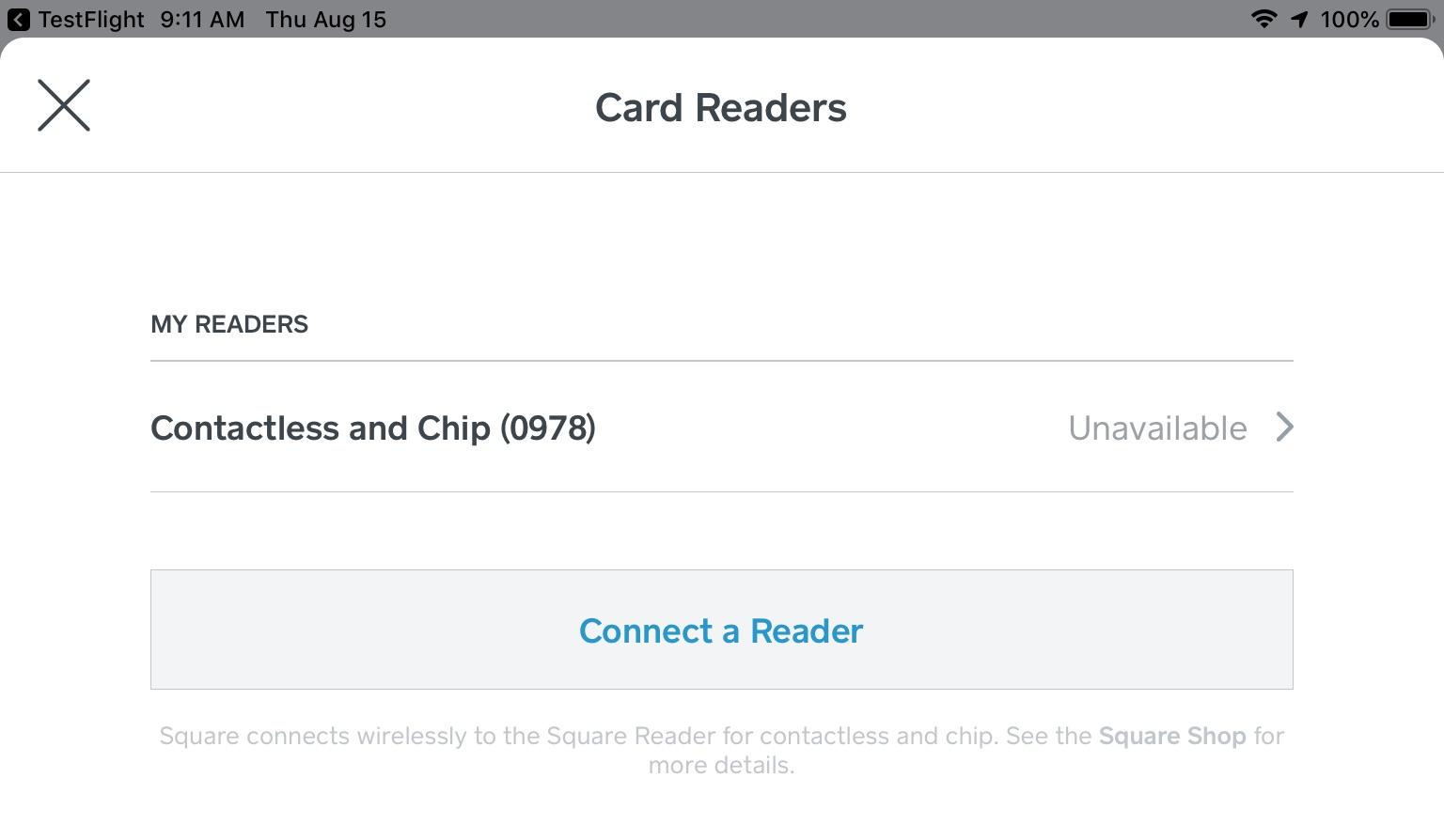 Square Reader & Payments enable