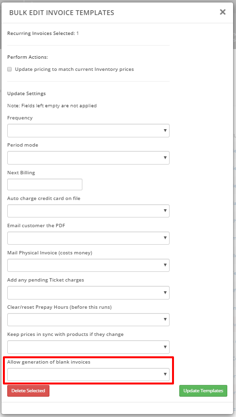 Bulk Edit Recurring Invoice Templates